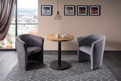 Stół okrągły PURO II LAMINAT 70 cm - dąb/czarny