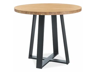 Stół okrągły VASCO LAMINAT 90 cm - dąb/czarny