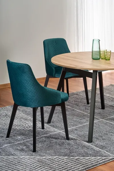 Stół okrągły rozkładany RUBEN 102 cm - dąb artisan/czarny