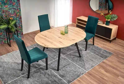 Stół okrągły rozkładany RUBEN 102 cm - dąb artisan/czarny