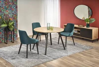 Stół okrągły rozkładany RUBEN 102 cm - dąb artisan/czarny