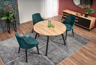 Stół okrągły rozkładany RUBEN 102 cm - dąb artisan/czarny