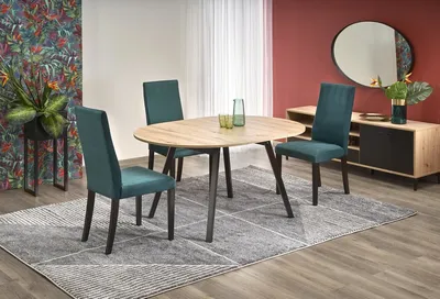 Stół okrągły rozkładany RUBEN 102 cm - dąb artisan/czarny