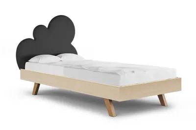 VELVIE NEVI/RAW BEECH/BUK Łóżko z tapicerowanym zagłówkiem CLOUD CHMURKA LEGS BASIC