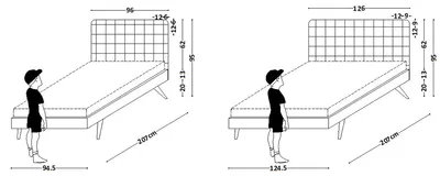 Łóżko z tapicerowanym zagłówkiem NEEDLE LEGS BASIC