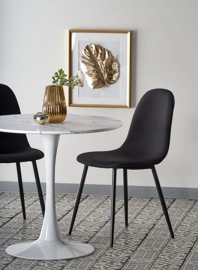Stół okrągły DENVER 80 cm - biały marmur/biały