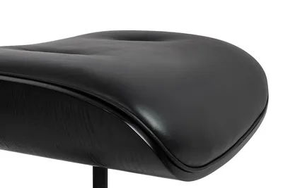 Fotel z podnóżkiem LOUNGE HM PREMIUM SZEROKI - czarna skóra/czarny