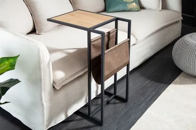 Stolik pomocniczy LOFT 47 cm - dąb/czarny