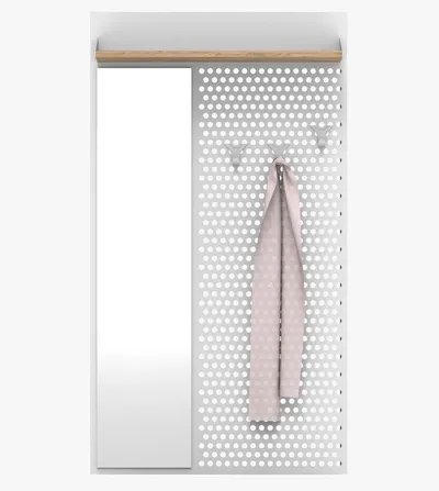 Szeroki wieszak ścienny z półką i lustrem LOFT
