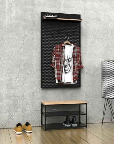 Szeroki wieszak ścienny z półką LOFT