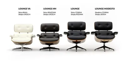 Fotel LOUNGE HM PREMIUM SZEROKI - czarna skóra/orzech