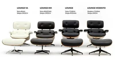 Fotel LOUNGE HM PREMIUM SZEROKI - czarna skóra/orzech