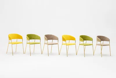 Krzesło welurowe MARGO - żółty/złoty