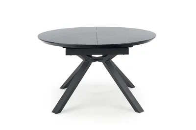 Stół okrągły rozkładany VERTIGO 130 cm - czarny marmur/czarny