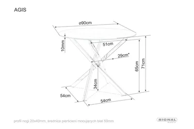Stół okrągły AGIS 90 cm - transparentny/złoty