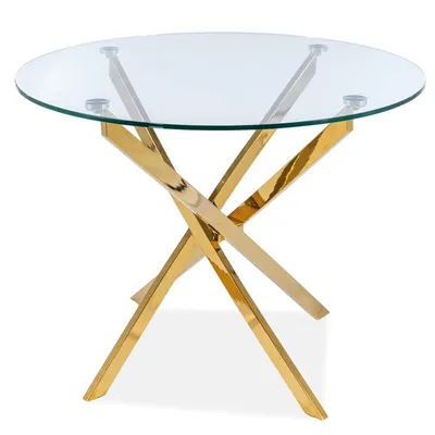 Stół okrągły AGIS 90 cm - transparentny/złoty