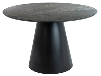 Stół okrągły ANGEL 120 cm - szary/czarny mat