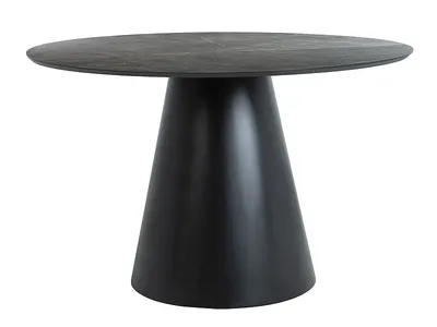 Stół okrągły ANGEL 120 cm - szary/czarny mat