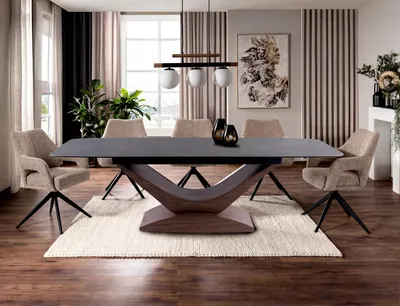 Stół rozkładany DOLCE CERAMIC 180/240x95 - szary/orzech