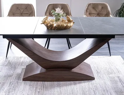 Stół rozkładany DOLCE CERAMIC 180/240x95 - szary/orzech