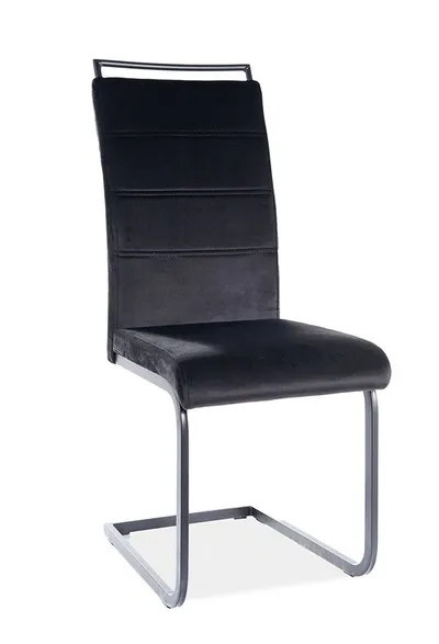 Krzesło na płozie welurowe H441 Velvet - czarny/czarny