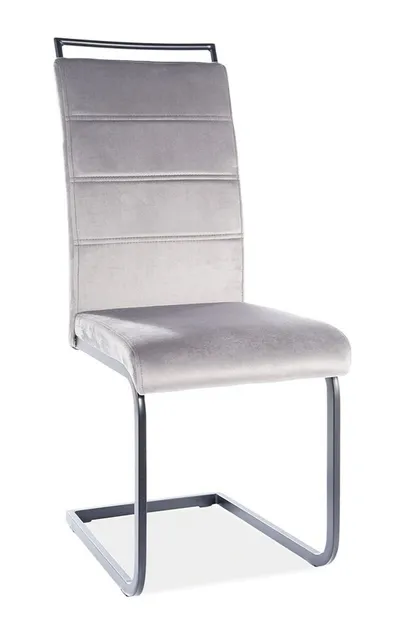 Krzesło na płozie welurowe H441 Velvet - szary/czarny