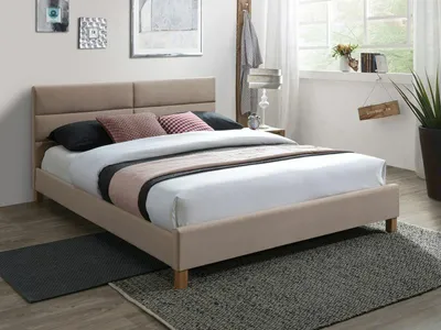 Łóżko tapicerowane SIERRA Velvet 160x200 - beżowy Bluvel 28