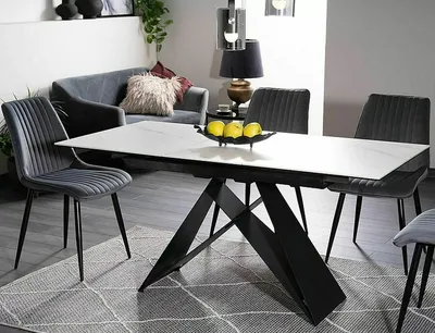Stół rozkładany WESTIN SC 120/160x80 - biały/czarny mat