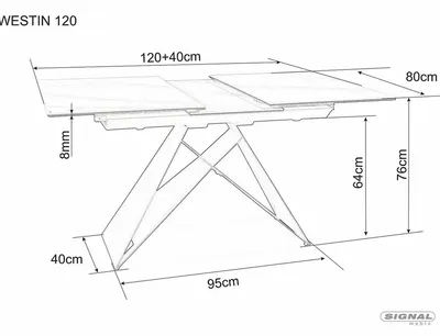 Stół rozkładany WESTIN SC 120/160x80 - biały/czarny mat