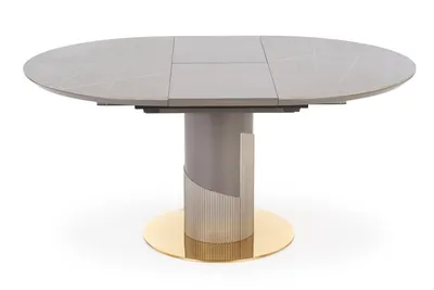 Stół okrągły rozkładany MUSCAT 120/160x120 - popielaty/złoty