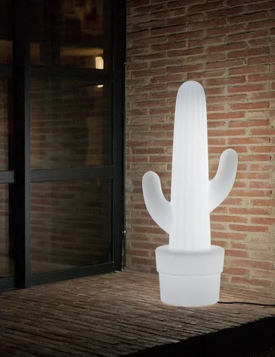Lampa ogrodowa KAKTUS biała - LED, sterowanie pilotem, wbudowana bateria