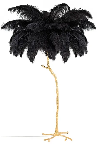 Lampa podłogowa TIFFANY - złoty/czarny
