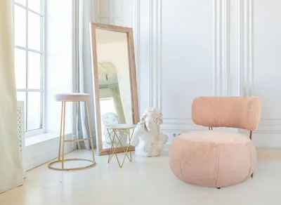 Fotel LOW TEDDY PINK - różowy