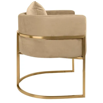 Fotel CHLOE VELVET - khaki/złoty