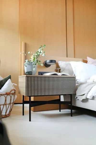 RAW OAK/BLACK Szafka nocna LINE