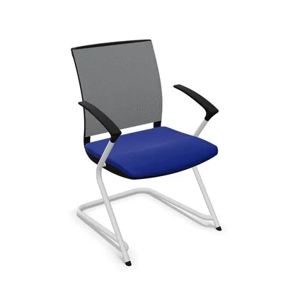 RAL 9006 / tkanina BN6016 / siatka NTS01 Krzesło konferencyjne SAIL Frame CFA MESH