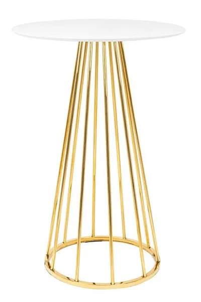 Stół okrągły barowy GLAM 60 - biały/złoty
