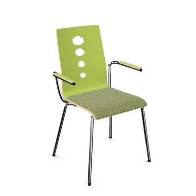 chrom / U626 Kiwi Green / tkanina RX933 Krzesło z podłokietnikami i tapicerowaną nakładką LANTANA