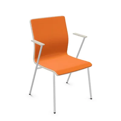 RAL 9006 / tkanina SM10 / S39 Light Grey Krzesło z podłokietnikami i tapicerowanym frontem FEN
