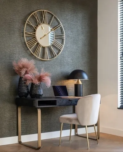 Biurko BLACKBONE BRASS 140x60 - czarny fornir/mosiądz