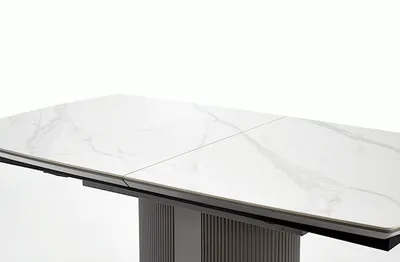 Stół rozkładany DANCAN 160-220x90 - biały marmur/popiel