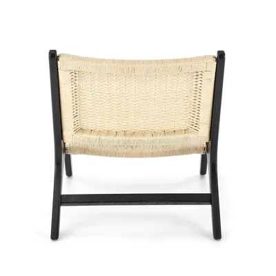 Fotel w stylu boho FODEN - czarny/naturalny