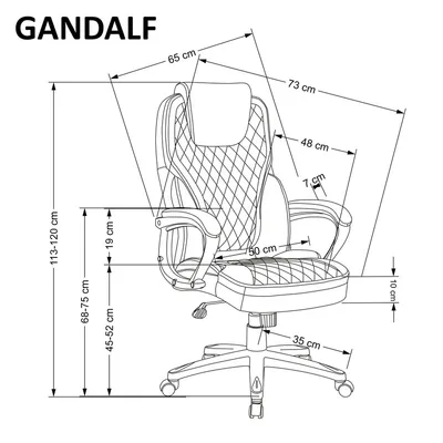 Fotel biurowy GANDALF - czarny/popielaty