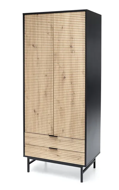 Szafa 2-drzwiowa z szufladmi MURANO S-1 - dąb artisan/czarny