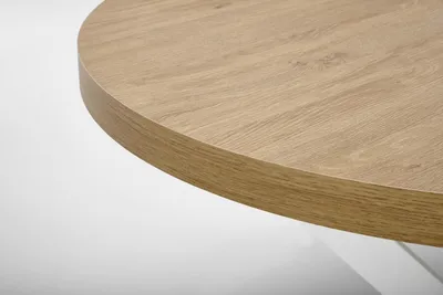 Stół okrągły rozkładany PERONI 100-250x100 - dąb złoty/biały