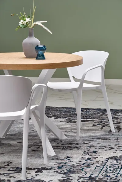 Stół okrągły rozkładany PERONI 100-250x100 - dąb złoty/biały