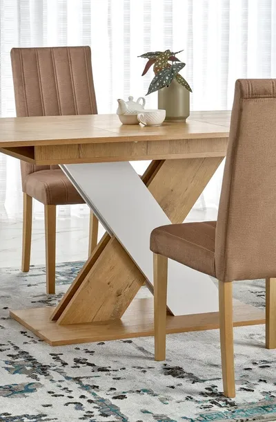 Stół rozkładany XARELTO 130/175x85 - dąb lancelot/biały