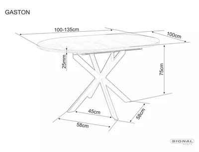 Stół okrągły rozkładany GASTON 100/135x100 - dąb artisan/czarny