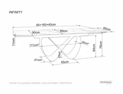 Stół rozkładany INFINITY Ceramic 160/240x95 - biały/brązowy