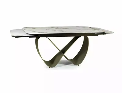Stół rozkładany INFINITY Ceramic 160/240x95 - biały/brązowy